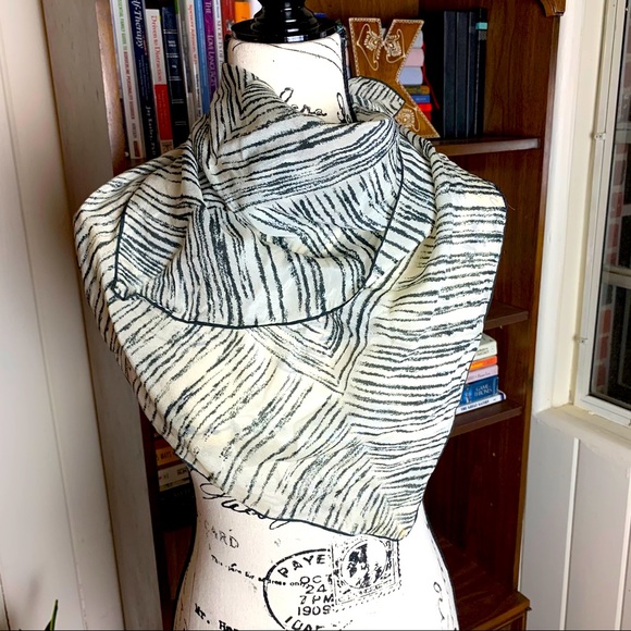 Vintage Black White Striped Square Scarf